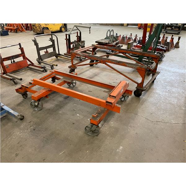 ORANGE HEAVY DUTY INDUSTRIAL MOBILE ENGINE CART AND BARREL CART