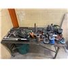 Image 2 : METAL INDUSTRIAL WORK TABLE 30" X 60" X 30" WITH ASSORTED WRENCHES, SOCKETS, DRIVERS AND PRY-BARS