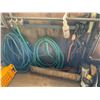 Image 2 : WHITE 2 DOOR METAL STORAGE CABINET WITH CONTENTS, STRAPS, ASSORTED PRESSURE WASHER HOSE, WANDS AND
