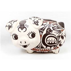 Acoma Hand Painted Ceramic Pottery Piggy Bank