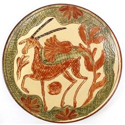 Bulgarian Ceramic Clay Pottery Ibex Plate