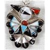 Image 2 : Zuni Sterling Inlay Thunderbird Pendant Necklace