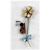 Image 1 : Zuni Sterling Silver Inlay Ladybug & Flower Pin