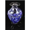 Image 2 : Blue Crystal Art Glass Vase with Stand