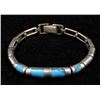 Image 1 : Mexican Sterling Silver Turquoise Link Bracelet