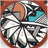 Image 2 : Navajo Hand Painted Ceramic Pottery Canteen, Nez