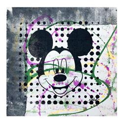 Gail Rodgers, "Mickey Mouse" Hand Signed Original Hand Pulled Silkscreen Mixed Media on Canvas with 
