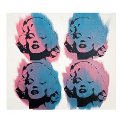 Steve Kaufman (1960-2010), "Four Marilyns" Hand Signed and Numbered Limited Edition Hand Pulled silk