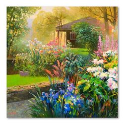 Ming Feng, "Twilight Garden" Original Oil Painting on Canvas, Hand Signed with Letter of Authenticit