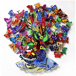 Patricia Govezensky- Original Painting on Cutout Steel "Colorful Nature"