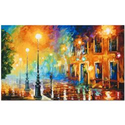 Leonid Afremov (1955-2019) "Misty City" Limited Edition Giclee on Canvas, Numbered and Signed. This 