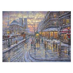 Robert Finale, "Christmas In Paris" Hand Signed, Artist Embellished AP Limited Edition on Canvas wit