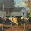 Image 2 : Dan Gerhartz, "Evening Holsteins" Framed Limited Edition, Numbered 68/195 and Hand Signed with Lette