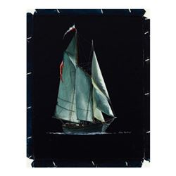 Alex Blokhin, "Two Masted Schooner" Original Oil Painting on Canvas, Hand Signed with Letter of Auth