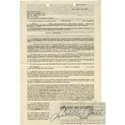 Lucille Ball Signed Contract - Welles Radio Show
