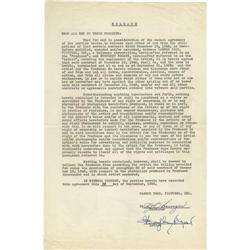 Humphrey Bogart Signed Contract