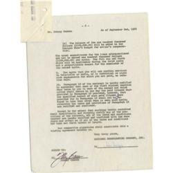 Johnny Carson Signed  Tonight Show  Agreement