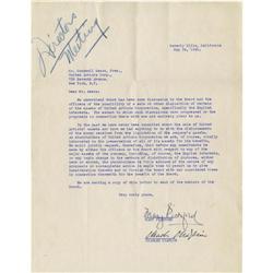 Charlie Chaplin & Mary Pickford Signed UA Letter