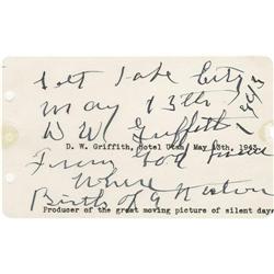 D.W. Griffith Autograph