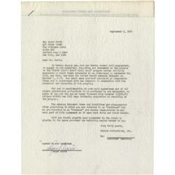 Roger Maris Signed Perry Como Show Contract