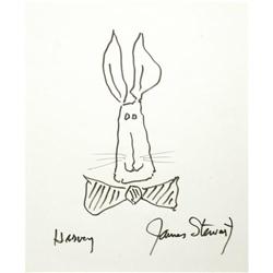 James Stewart Autographed "Harvey" Sketch