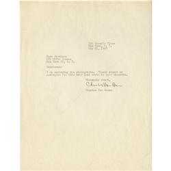 Charles Van Doren Signed Letter