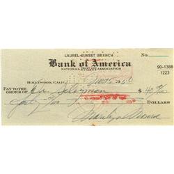 Marilyn Monroe Signed Check