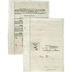 Marilyn Monroe Signed 20th Century Fox Contract