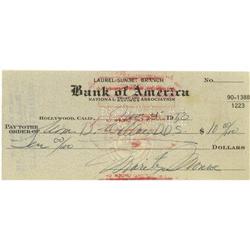 Marilyn Monroe Signed Check