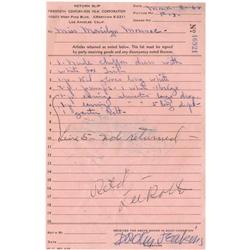 Marilyn Monroe Receipt for Costume and Jewelry