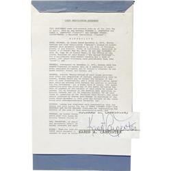 Karen and Richard Carpenter Signed Contract