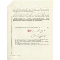 Cass Elliott (Mamas & the Papas) Signed Contract