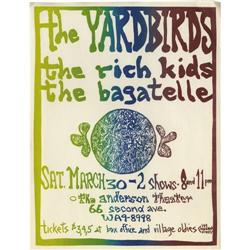 Yardbirds Anderson Theater Concert Handbill