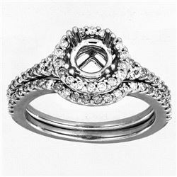 Natural 0.48 CTW Diamond & Wedding Ring Set 14K White Gold - REF-72X2T