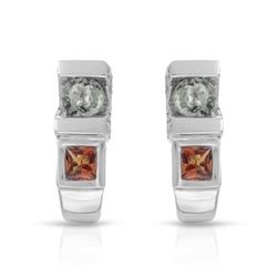 Natural 1.12 CTW Multi-Sapphire & Diamond Earrings 14K White Gold - REF-42H3W