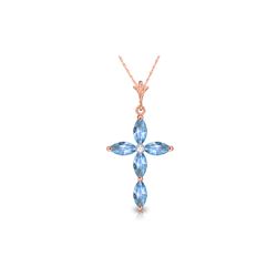 Genuine 1.10 ctw Blue Topaz & Diamond Necklace 14KT Rose Gold - REF-30R3P