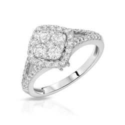 Natural 0.94 CTW Diamond Ring 14K White Gold - REF-144R9K