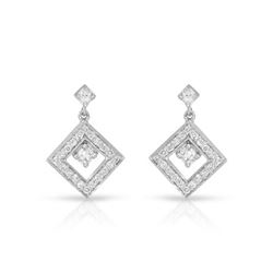 Natural 0.50 CTW Diamond Earrings 14K White Gold - REF-58R5K