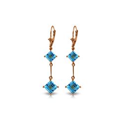 Genuine 3.75 ctw Blue Topaz Earrings 14KT Rose Gold - REF-30F6Z