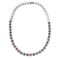 Natural 7.71 CTW Ruby & Diamond Necklace 14K White Gold - REF-600M3F