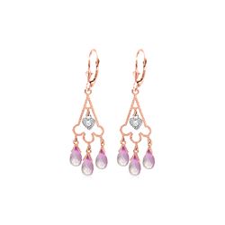 Genuine 4.83 ctw Pink Topaz & Diamond Earrings 14KT Rose Gold - REF-52P7H