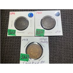 3 LARGE CENT 1899 1901 1913