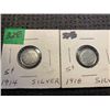 Image 1 : 2 5 CENT SILVER 1914 &1918