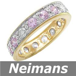 Certified 2.00 ct Pink Sapphire Eternity Ring 14kt Gold