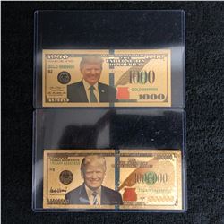 DONALD TRUMP GOLD FOILED NOVELTY BANK NOTES