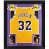 Image 1 : Magic Johnson Authentic Signed & Framed Yellow Pro Style Jersey (Beckett Witnessed)