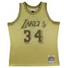Image 3 : Lakers Shaquille O'Neal Authentic Signed Gold 96-97 M& N HWC Swingman Jersey (Beckett Witnessed)