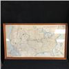 Image 1 : FRAMED GREAT NORTHERN RAILWAY MAP OF THE UNITED STATES