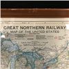 Image 2 : FRAMED GREAT NORTHERN RAILWAY MAP OF THE UNITED STATES