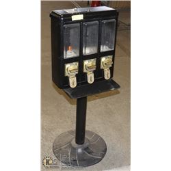TRIPLE DISPENSER BLACK CANDY MACHINE WITH KEY